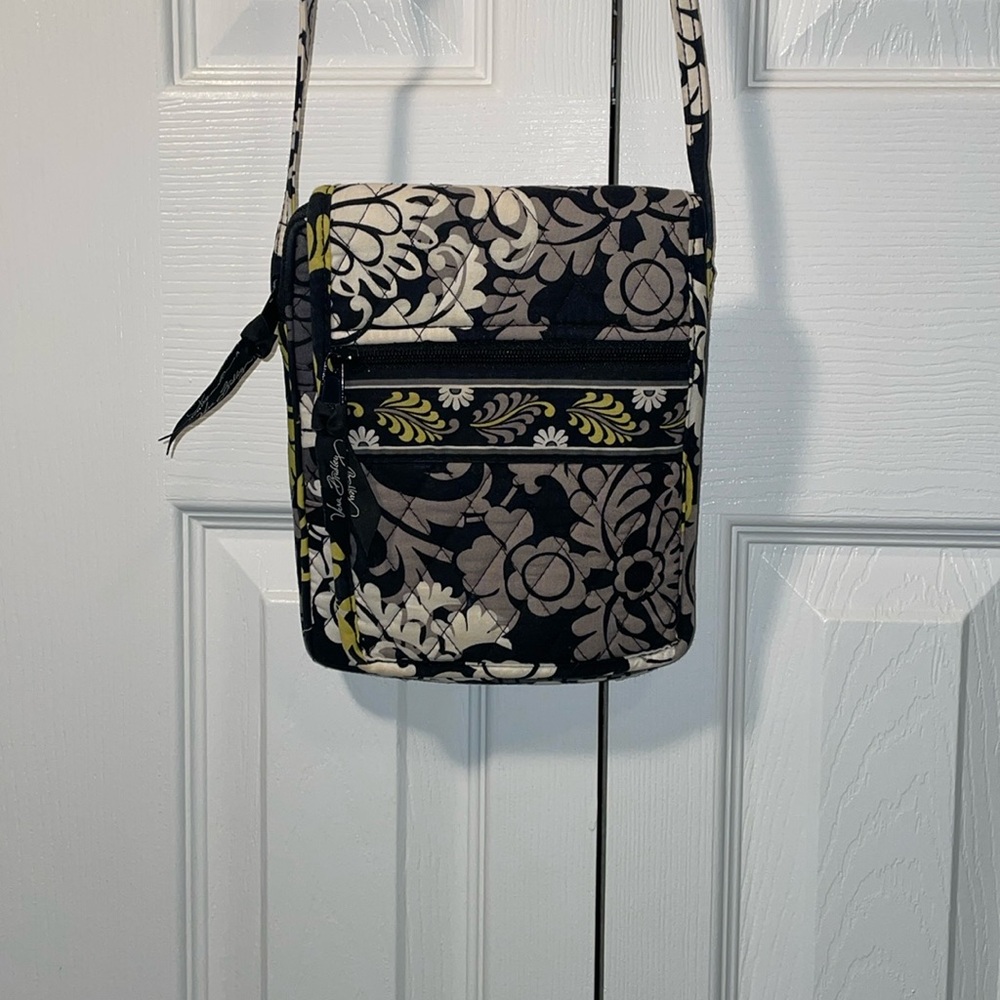 Vera Bradley Baroque Mini Hipster Crossbody Bag Paisley Black Gray White Yellow